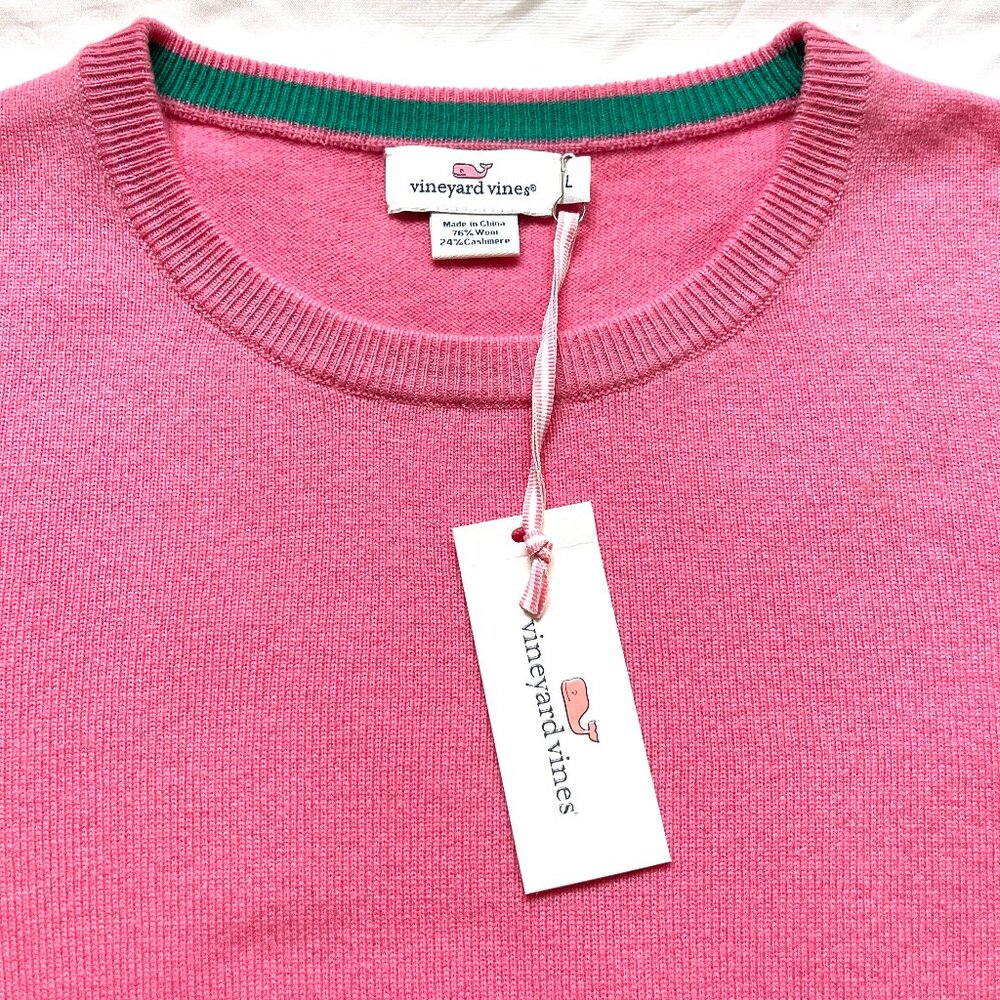 NWT Vineyard vines cashemer bland pink pullover top L - Picture 9 of 12